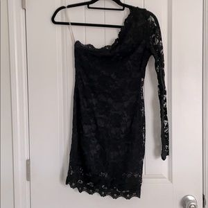 One shoulder, mini dress